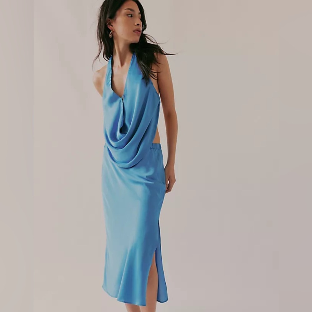Free people blue silk set